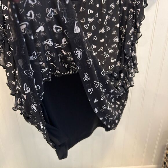 Black and white fully lined heart print top - Picture 8 of 8